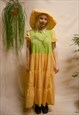 Handmade/ Reworked green puma tiered gingham dress