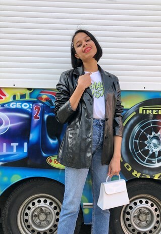 VINTAGE BLACK PVC BLAZER