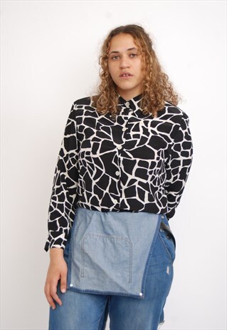 VINTAGE ZEBRA PRINT SILK BLOUSE