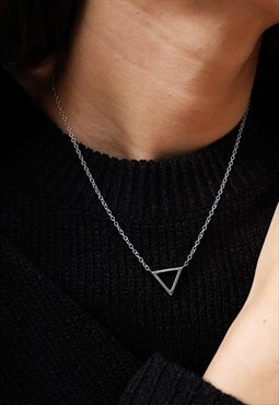 Triangle Chain Necklace Women Sterling Silver Necklace