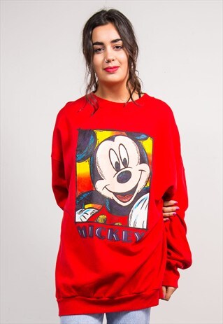 VINTAGE 90'S RED OVERSIZE MICKEY MOUSE SWEATSHIRT