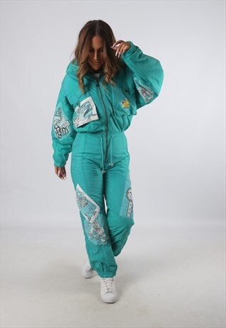 VINTAGE ELHO FULL SKI SUIT SNOW SPORTS UK 8 XS (K93Z)