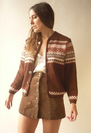 1970'S VINTAGE CANADIAN MADE FAIRISLE KNITTED CARDIGAN