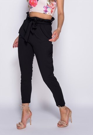 PAPERBAG WAIST BELTED CROP POCKET TROUSER