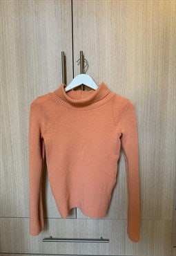 Vintage orange 90s y2k turtleneck jumper long sleeve