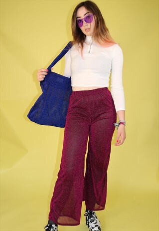 DREAMING SHEER TROUSERS IN PINK GLITTER