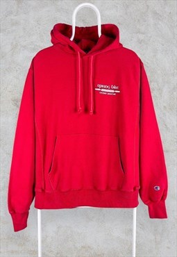 Vintage Red Champion Reverse Weave Hoodie Medium