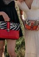 SUSTAINABLE LEATHER BAG ANIMAL PRINT CROSS BODY LARGE RED