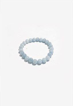 54 Floral Faux Pearl Bead Bracelet - Sky Blue 