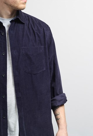 VINTAGE CORDUROY CORD SHIRT BLUE