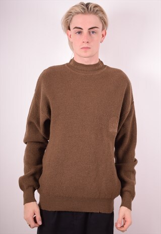 CHRISTIAN DIOR MENS VINTAGE JUMPER SWEATER MEDIUM BROWN 90S
