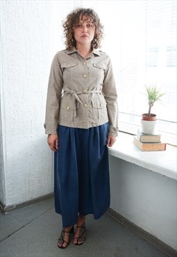 Vintage Brown Thin Cotton Belted Jacket