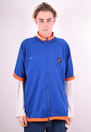 NIKE MENS VINTAGE TRACKSUIT TOP JACKET SLEEVELESS XL BLUE 90