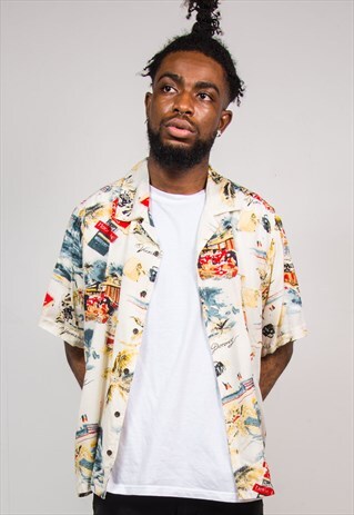 VINTAGE 90'S HAWAIIAN PATTERN SHORT SLEEVE SHIRT