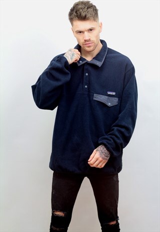 VINTAGE PATAGONIA SYNCHILLA 1/4 FASTENING FLEECE IN BLUE