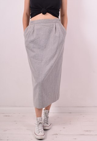 PENDLETON WOMENS VINTAGE SKIRT W30 GREY 90S