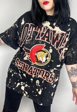 Reworked bleached Ottawa senators T-shirt size medium 