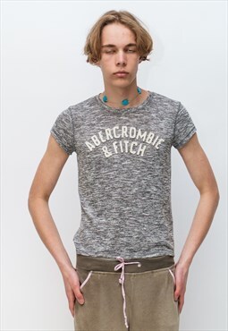 90's Vintage trendy boy logo t-shirt in pebble grey