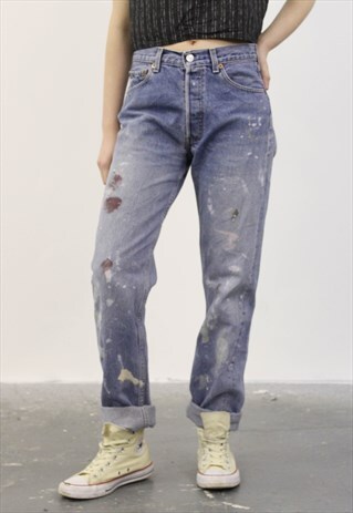 VINTAGE LEVI'S 501 BLUE PAINT MOM JEANS
