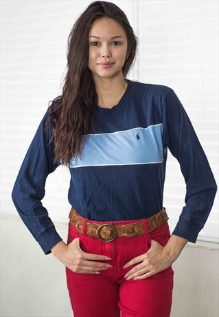 VINTAGE POLO RALPH LAUREN T-SHIRT LOGO 90S L 7.3