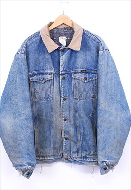 Vintage Wrangler Denim Jacket Medium Washed Blue With Logo