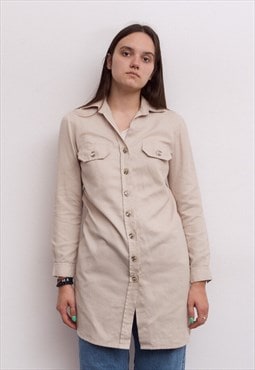 Vintage Women's M Long Shirt Button Up Blouse Shirt Dress
