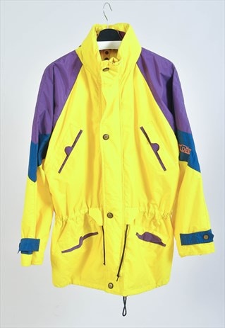 VINTAGE 90S WINDBREAKER PARKA JACKET IN YELLOW 