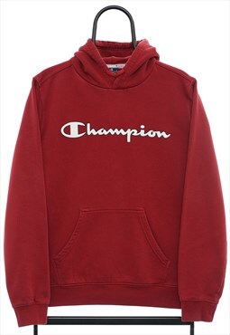 Vintage Champion Spellout Maroon Hoodie Mens