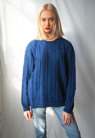 VINTAGE BLUE MC NEAL CABLE KNIT JUMPER
