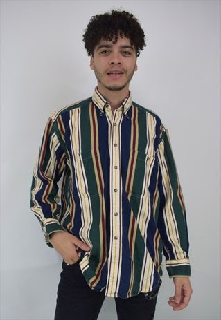 VINTAGE 90'S MULTICOLOURED STRIPED LONG SLEEVE SHIRT