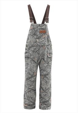 Forest print dungarees jean overalls leaves jumpsuit green