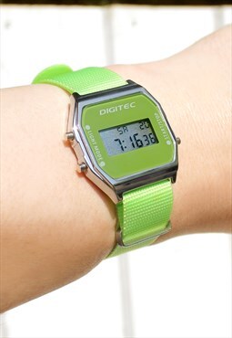 Silver Digital Watch with Interchangeable Straps