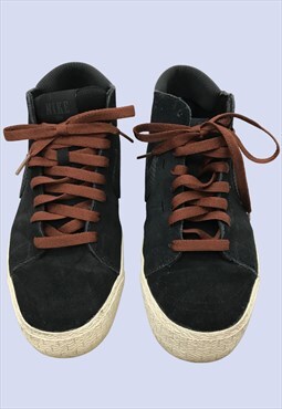 Black Brown Trainers Men UK8 High Top Lace Up Ankle Rise