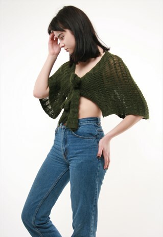 90S VINTAGE VTG RARE WOOL KNITTED CROP TOP 305
