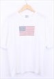 Vintage USA T Shirt White Short Sleeve With Flag Graphic 90s