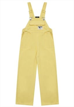 Denim dungarees high quality jean rave overalls in yellow