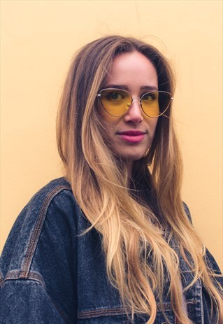 90'S INSPIRED YELLOW CAT-EYE SUNGLASSES