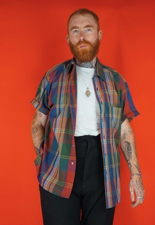 VINTAGE 1990S SHORT SLEEVE CHECK SHIRT
