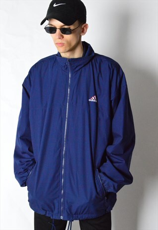 VINTAGE 90S NAVY BLUE MINIMALIST ADIDAS JACKET