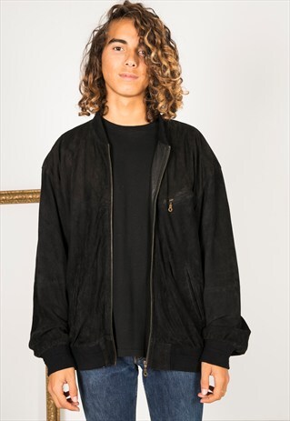VINTAGE 80S WINTER BOMBER SUEDE JACKET / R0043