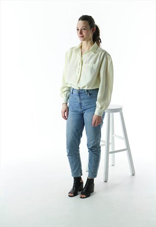 LONG SLEEVE BEIGE BLOUSE / OVERSIZED SILKY BLOUSE