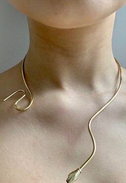 Gold Snake Choker Necklace Adjustable