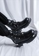 METAL PLATED BOOTS CHUNKY SOLE ANKLE SHOES TRACTOR TRAINERS