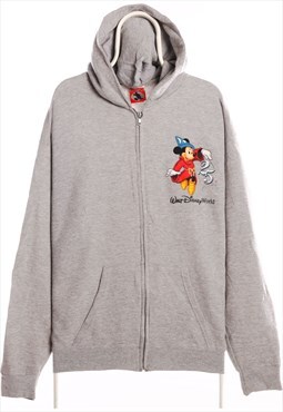 Vintage 90's Disney Hoodie Mickey Mouse Full Zip Up Grey Men