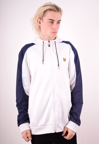 LYLE & SCOTT MENS VINTAGE HOODIE JUMPER XXL WHITE 90S