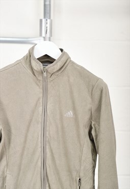 Vintage Adidas Fleece in Green Zip Up Sports Jumper XS