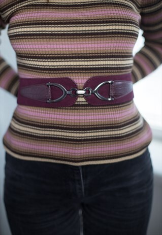 VINTAGE 80'S PURPLE SUEDE LOOKS BUCKLE BELT