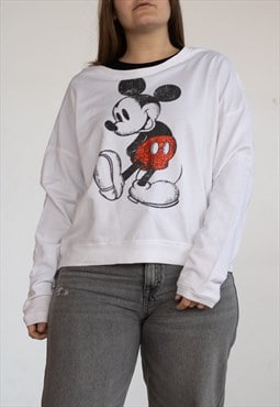 Vintage Disney Sweatshirt Mickey Mouse in White XXL