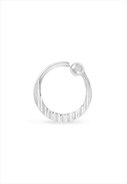 Sterling Silver Nose Ring With Cut Diamond 8mm 