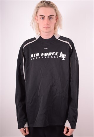 NIKE MENS VINTAGE TRACKSUIT TOP LARGE BLACK 90S